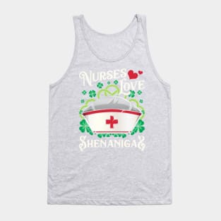 Nurses Love Shenanigans St Patricks Day Irish Nurse EMT Tank Top